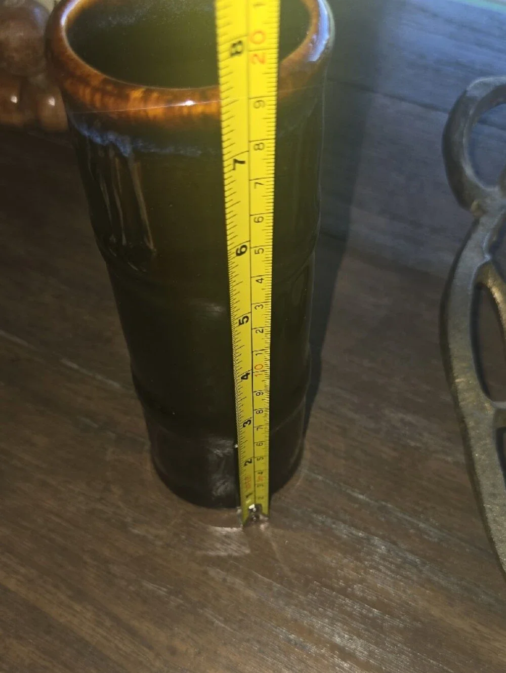 Libbey- Glossy Black Ceramic Bamboo-Style Vase